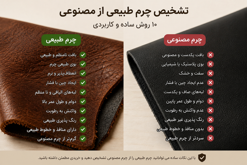 چگونه چرم طبیعی را از چرم مصنوعی تشخیص دهیم؟