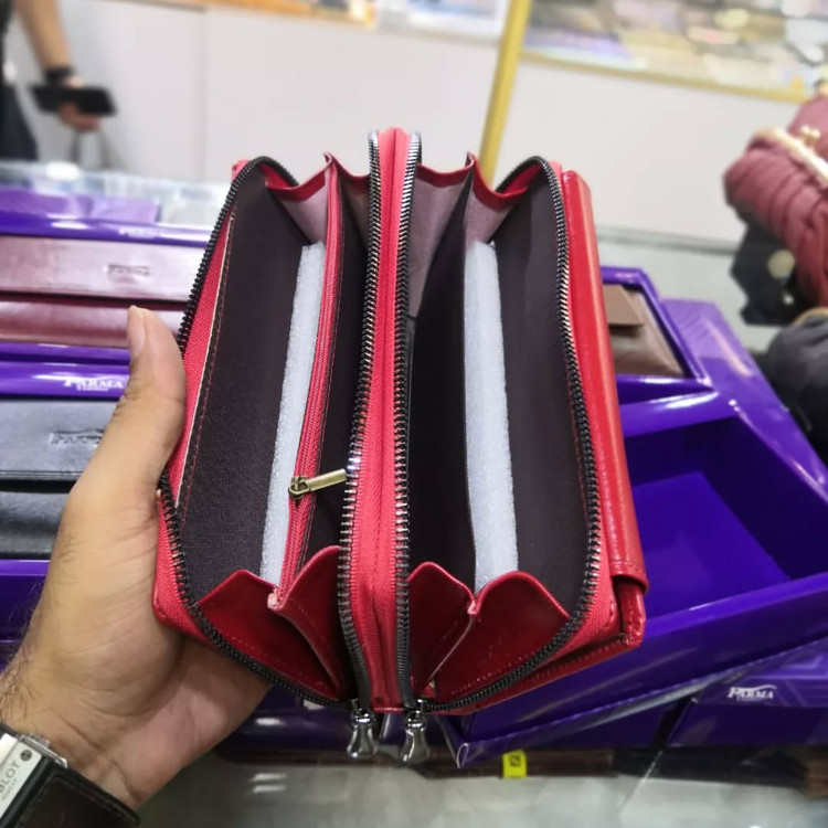 خرید کیف زنانه دو زیپ چرم گاوی پارما