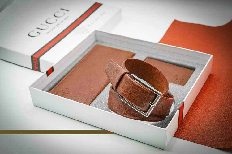 خرید ست کیف پول مردانه سه تیکه چرم مصنوعی گوچی جعبه هاردباکس