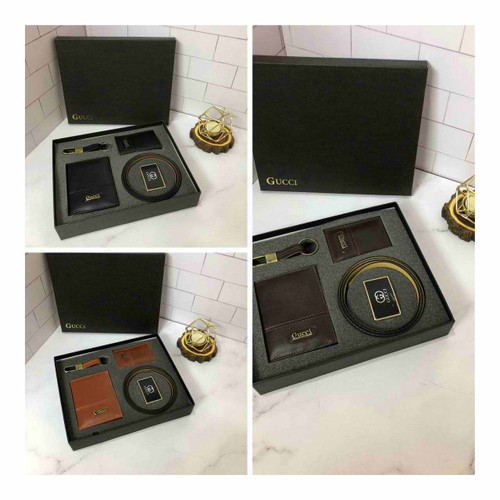 خرید ست کیف پول مردانه 4 تیکه جیبی چرم مصنوعی گوچی اعلا