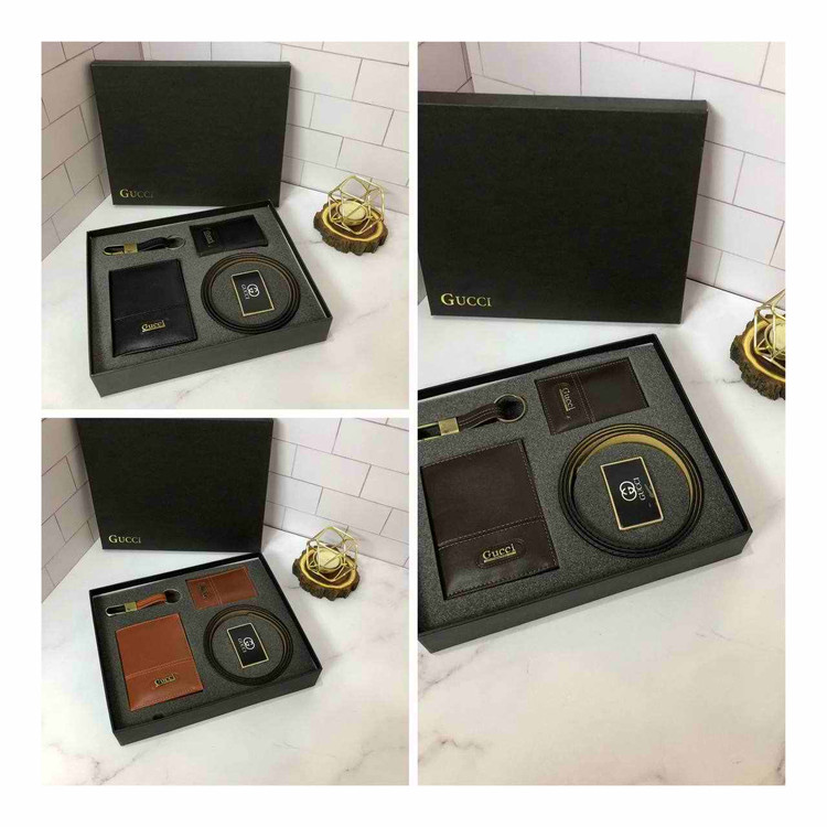 خرید ست کیف پول مردانه 4 تیکه جیبی چرم مصنوعی گوچی اعلا