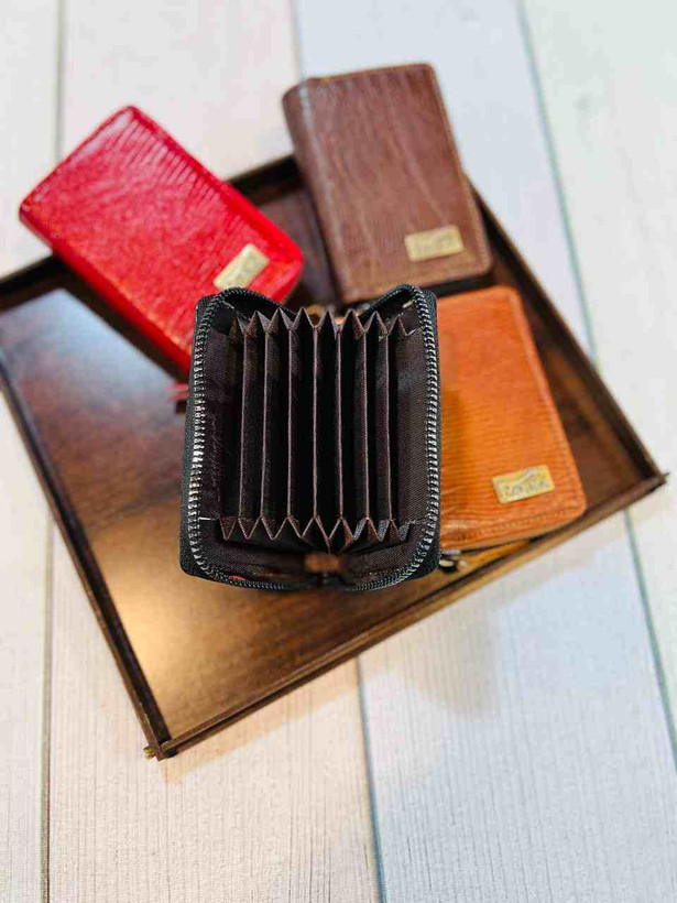 خرید جاکارتی چرم گاوی طبیعی دور زیپ کرو