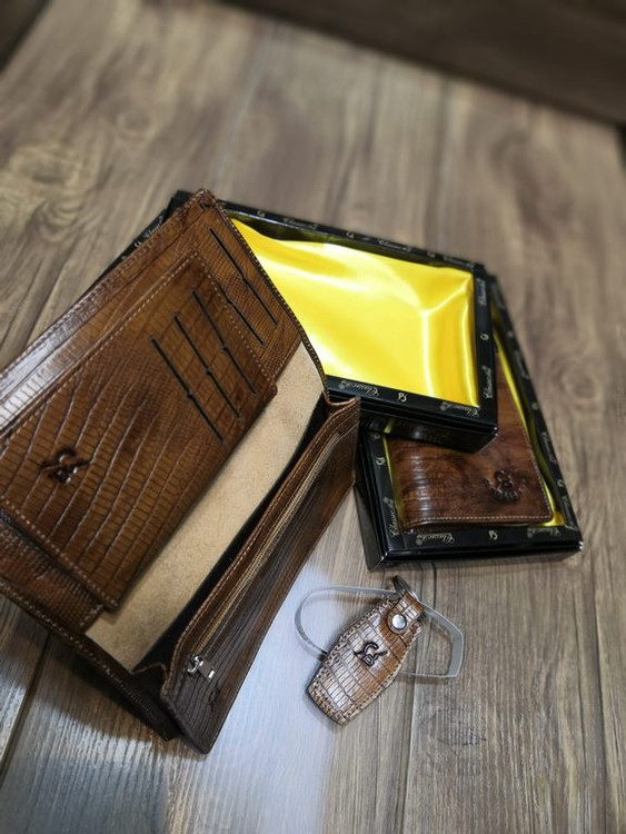 خرید کیف کتی مردانه چرم گاوی دسترنگ لزارد با جاکلیدی چرم گاوی ck