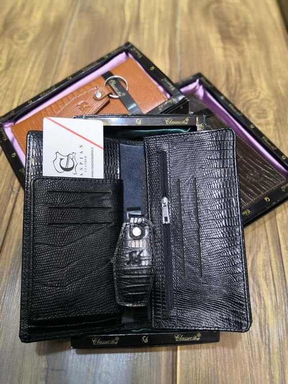 خرید کیف کتی مردانه چرم گاوی طبیعی لزارد با جاکلیدی چرم گاوی لزارد ck