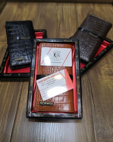 خرید کیف پول کتی چرم گاوی طبیعی کرو hermes