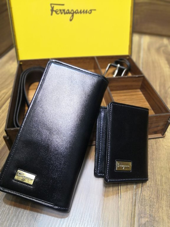 خرید ست چرم گاوی کیف پول مردانه 3تیکه فراگاما