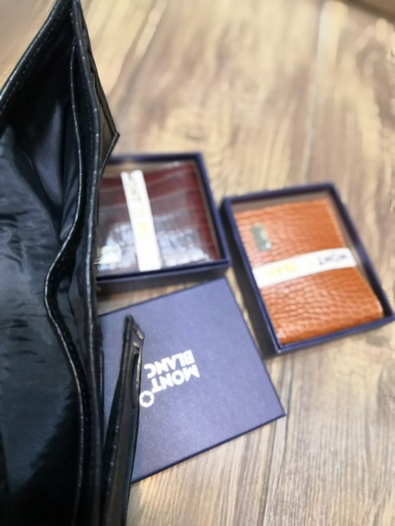 خرید کیف پول جیبی چرم گاوی طبیعی کرو برند مونت بلانک