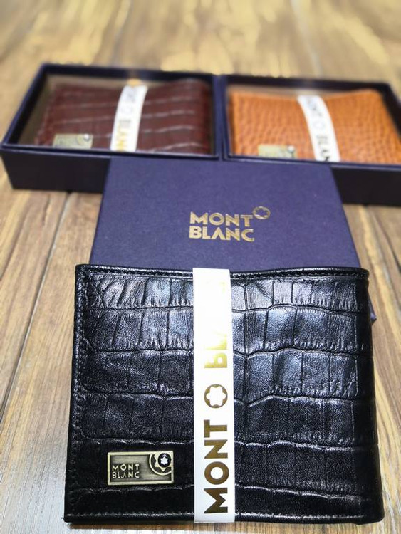 خرید کیف پول جیبی چرم گاوی طبیعی کرو برند مونت بلانک