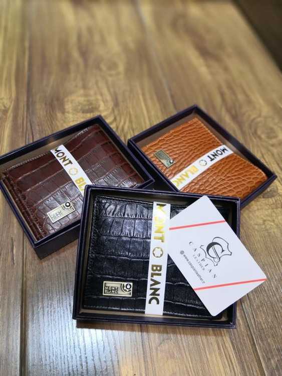 خرید کیف پول جیبی چرم گاوی طبیعی کرو برند مونت بلانک