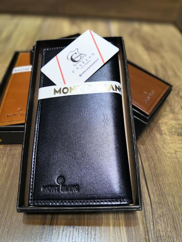 خرید کیف پول پالتویی چرم گاوی طبیعی برند مونت بلانک