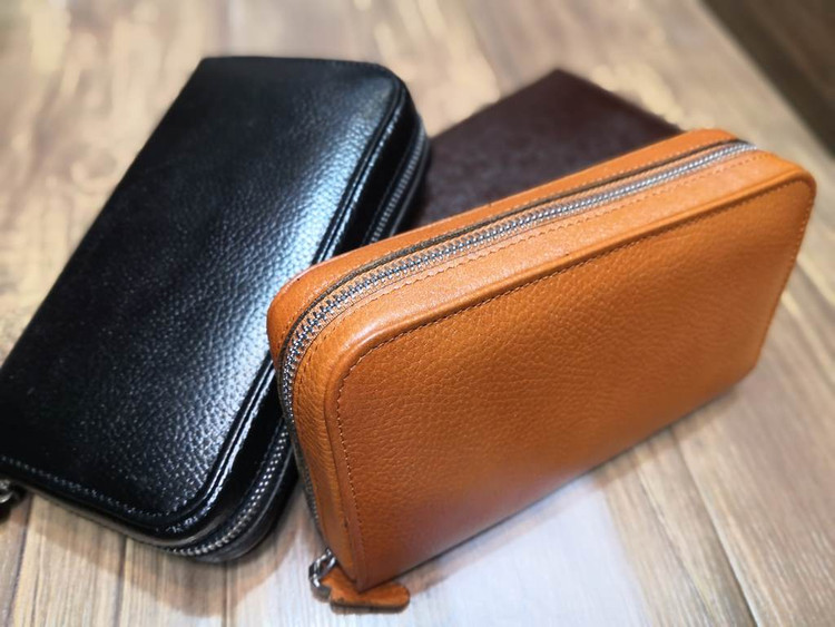 خرید کیف پول دستی چرم گاوی طبیعی دور زیپ اعلا