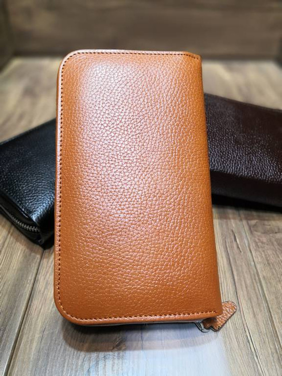 خرید کیف پول دستی چرم گاوی طبیعی دور زیپ اعلا
