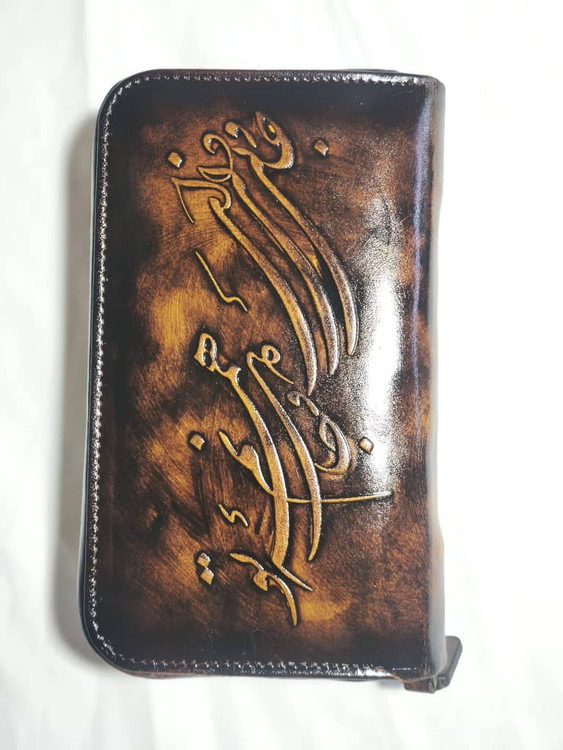 خرید کیف پول دستی چرم گاوی طبیعی دور زیپ اعلا دسترنگ طرح دار