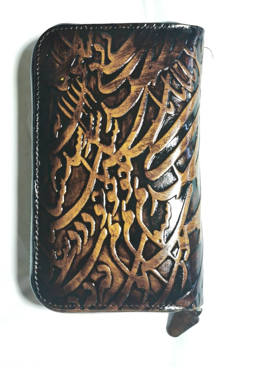 خرید کیف پول دستی چرم گاوی طبیعی دور زیپ اعلا دسترنگ طرح دار