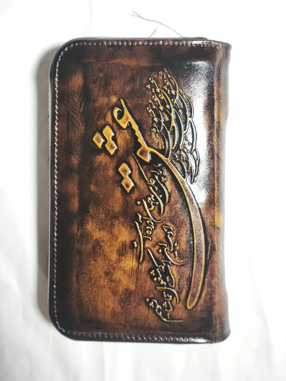 خرید کیف پول دستی چرم گاوی طبیعی دور زیپ اعلا دسترنگ طرح دار