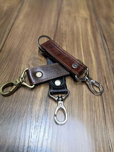 خرید جاکلیدی چرم گاوی پهن مردانه یراق اعلا