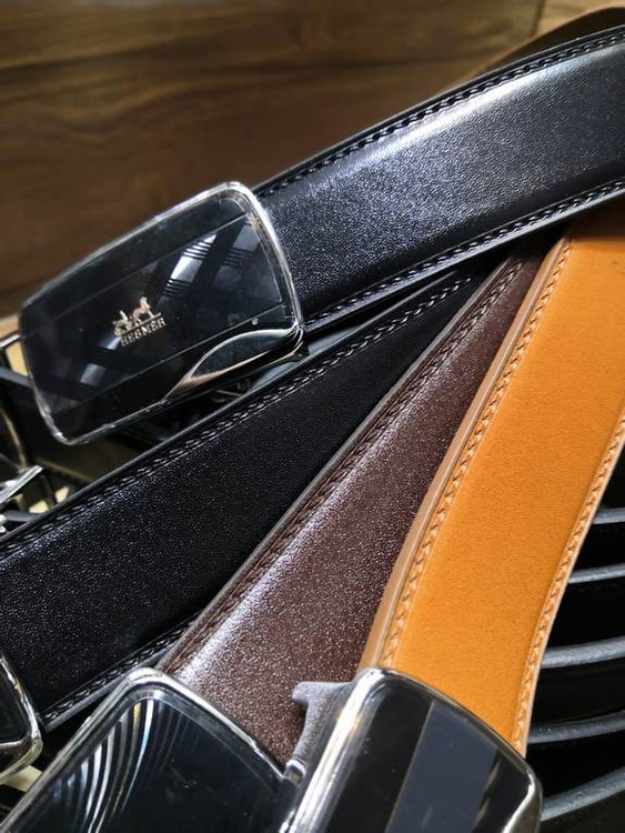 خرید کمربند چرم گاوی مردانه 3.5 سانت پلاکی کلاسیک