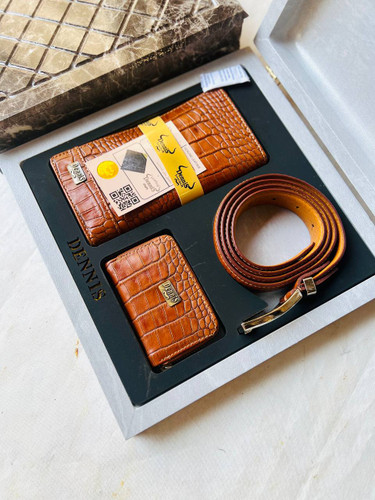 خرید ست کیف پول چرم گاوی طبیعی اصل کرو 3تیکه کتی برند دنیس با ضمانت نامه محصول