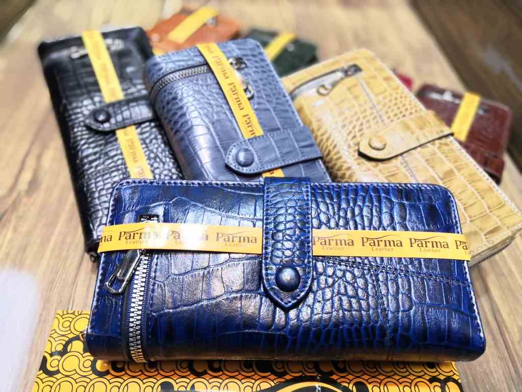 خرید کیف پول زنانه چرم گاوی طبیعی اصل کرو رنگی پارما