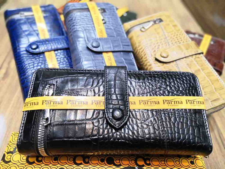 خرید کیف پول زنانه چرم گاوی طبیعی اصل کرو رنگی پارما