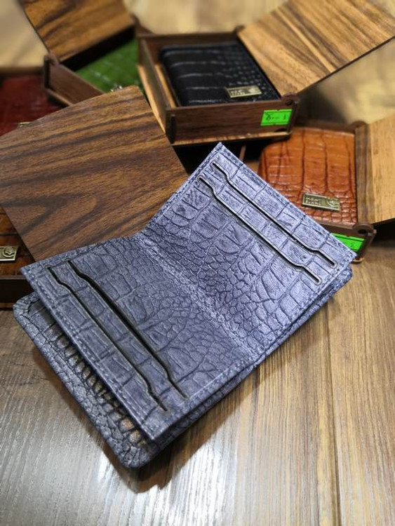 خرید جاکارتی چرم گاوی طبیعی کرو ساده رنگی مونت بلانک جعبه چوبی