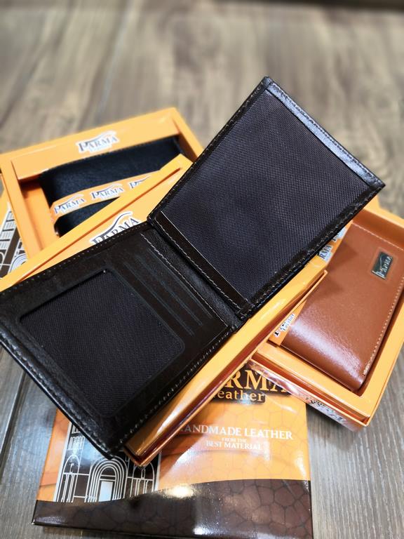 خرید کیف پول جیبی دوالبوم چرم گاوی طبیعی مارک فلزی پارما