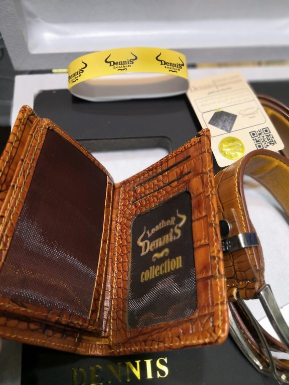 خرید ست کیف پول جیبی مردانه دو تیکه چرم گاوری طبیعی کرو دنیس