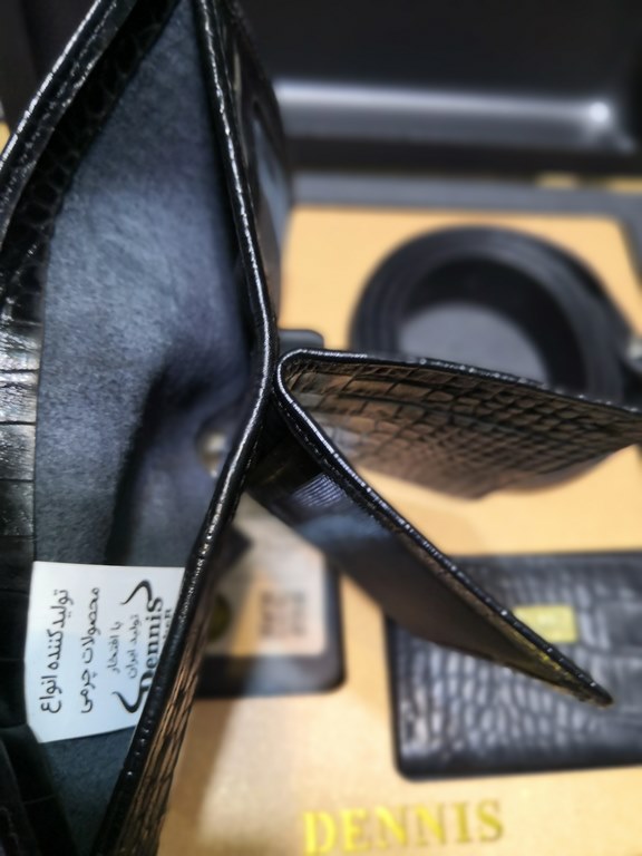 خرید ست کیف پول چرم گاوی طبیعی کرو  3تیکه نیم کتی دنیس