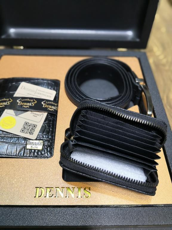 خرید ست کیف پول چرم گاوی طبیعی کرو 3تیکه نیم کتی دنیس