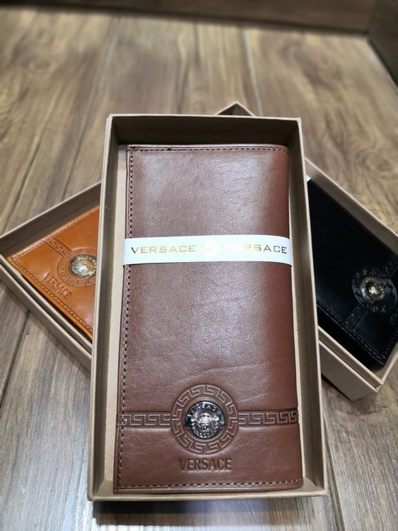 خرید کیف پول چرم گاوی طبیعی کتی مردانه مارک فلزی اعلا ورساچه