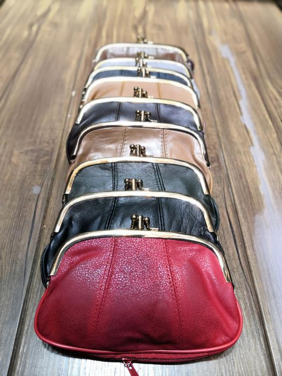 خرید کیف پول دهنه دار هلالی چرم اعلا زیر زیپی متوسط