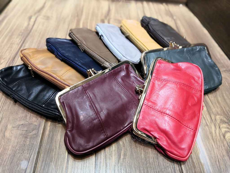 خرید کیف پول دهنه دار استیل چرم طبیعی رنگی زیر زیپی بزرگ