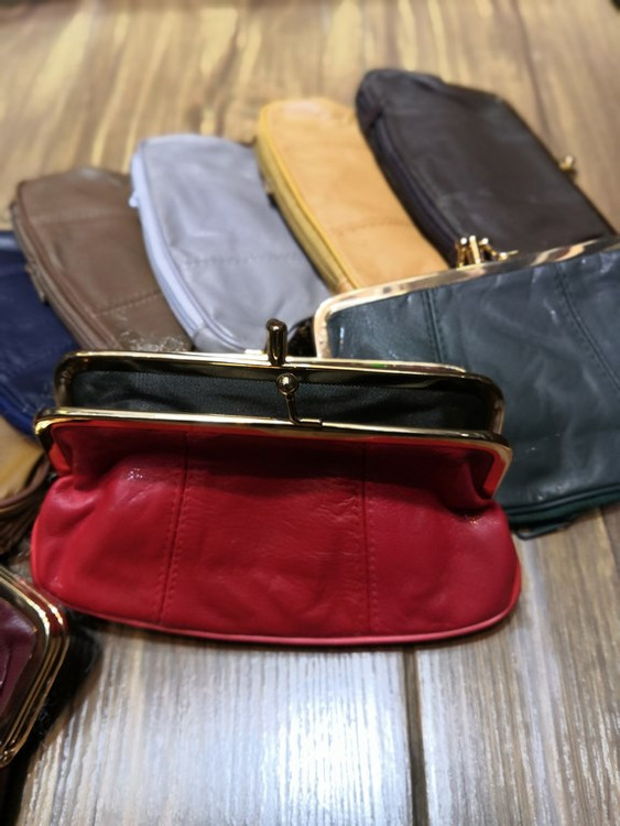 خرید کیف پول دهنه دار استیل چرم طبیعی رنگی زیر زیپی بزرگ