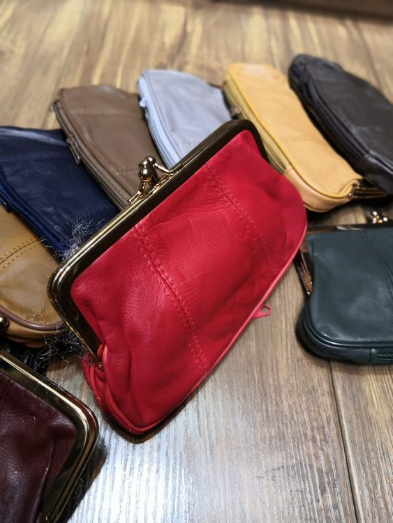 خرید کیف پول دهنه دار استیل چرم طبیعی رنگی زیر زیپی بزرگ