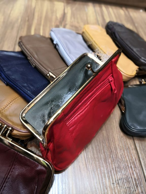 خرید کیف پول دهنه دار استیل چرم طبیعی رنگی زیر زیپی بزرگ