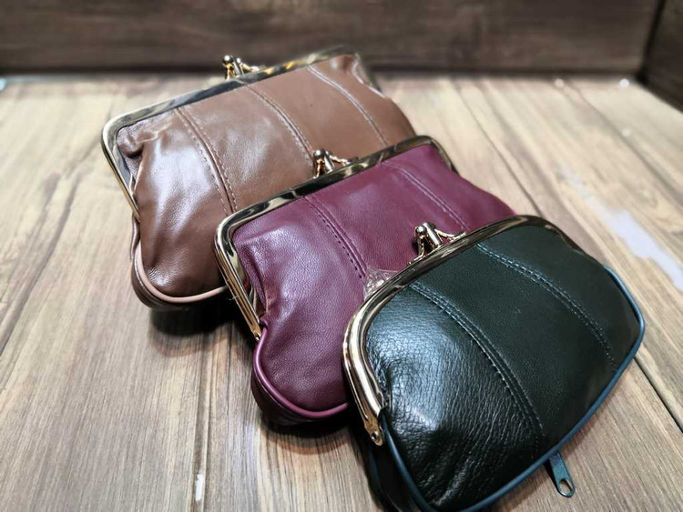 خرید کیف پول دهنه دار استیل چرم طبیعی رنگی زیر زیپی بزرگ