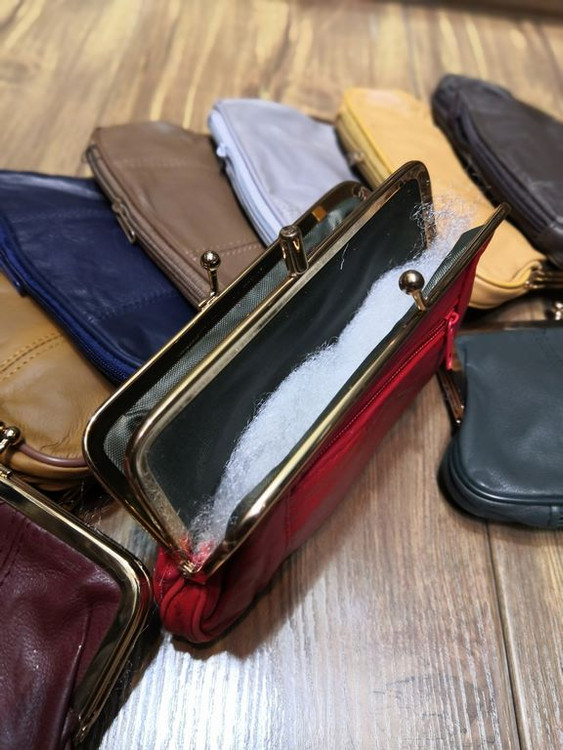 خرید کیف پول دهنه دار استیل چرم طبیعی رنگی زیر زیپی بزرگ