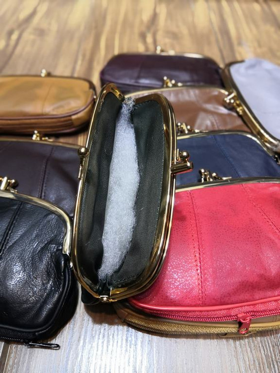 خرید کیف پول دهنه دار چرم طبیعی استیل زیر زیپی متوسط