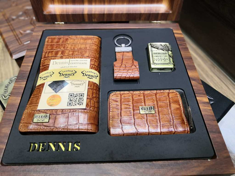 خرید ست چرم کیف پول مردانه 4تیکه هدیه دنیس