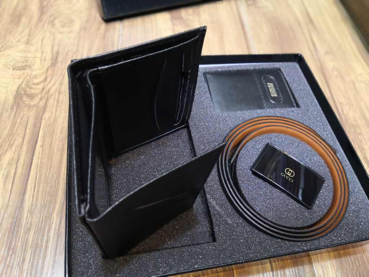 خرید ست کیف پول مردانه 4 تیکه جیبی چرم مصنوعی گوچی اعلا