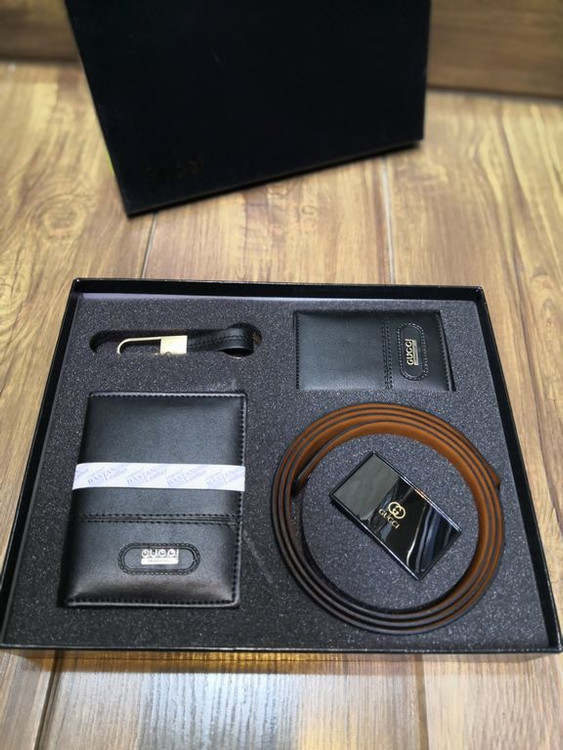 خرید ست کیف پول مردانه 4 تیکه جیبی چرم مصنوعی گوچی اعلا