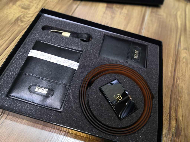 خرید ست کیف پول مردانه 4 تیکه جیبی چرم مصنوعی گوچی اعلا