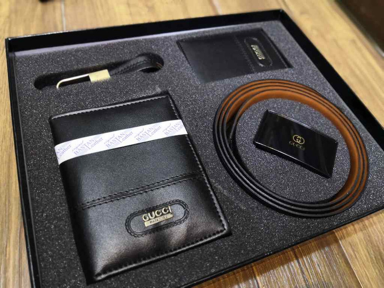خرید ست کیف پول مردانه 4 تیکه جیبی چرم مصنوعی گوچی اعلا