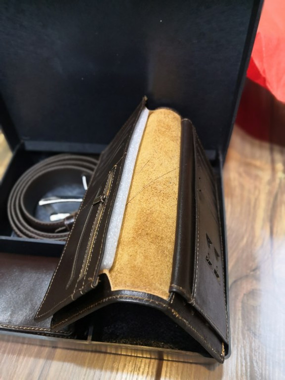 خرید ست کیف پول چرم گاوی طبیعی اصل 3تیکه جاکارتی برند فندی