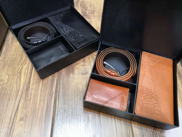 خرید ست کیف پول چرم گاوی طبیعی اصل 3تیکه جاکارتی برند فندی