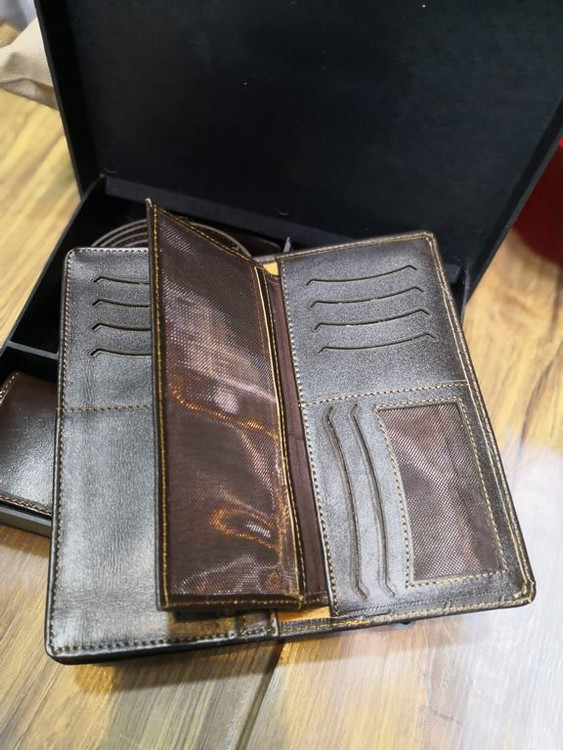 خرید ست کیف پول چرم گاوی طبیعی اصل 3تیکه جاکارتی برند فندی