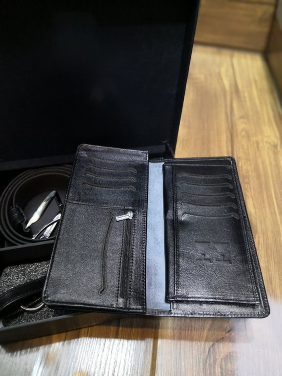 خرید ست کیف پول چرم گاوی طبیعی 3 تیکه جاکلیدی برند فندی