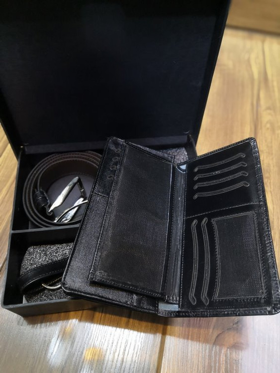 خرید ست کیف پول چرم گاوی طبیعی 3 تیکه جاکلیدی برند فندی