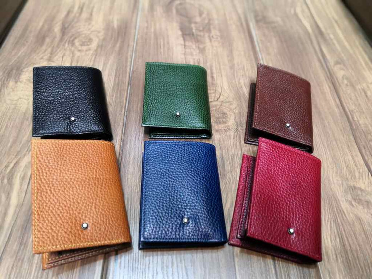 خرید کیف جاکارتی چرم گاوی طبیعی رنگی جا دلاری مونت