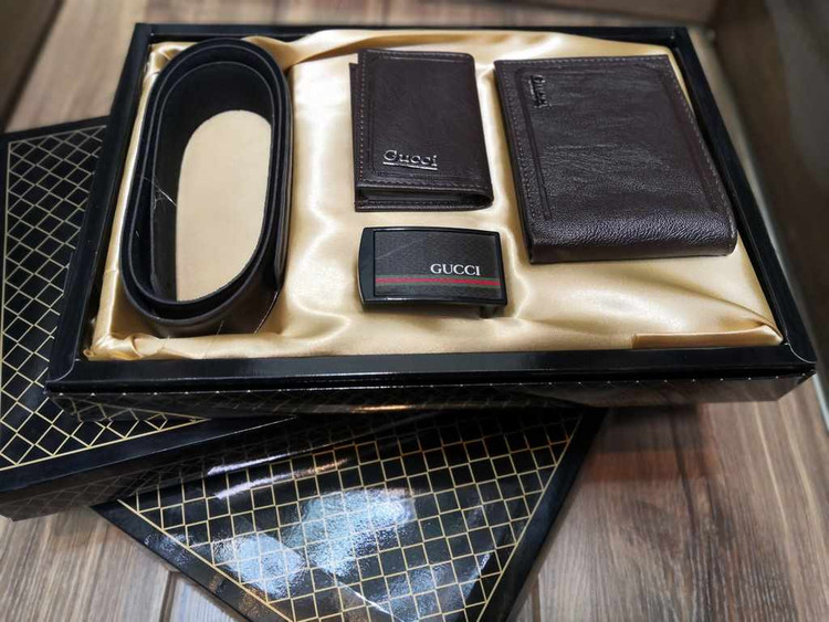 خرید ست کیف پول جیبی 3 تیکه چرم مصنوعی برند گوچی